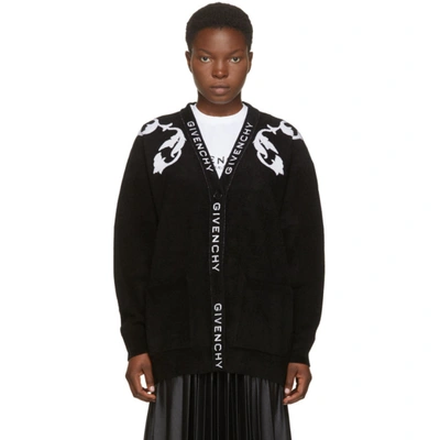 Givenchy Intarsia Knitted Cardigan In 004 Blk/wh