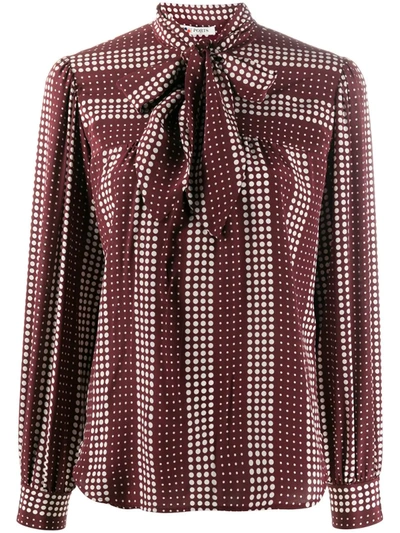 Ports 1961 Spotted Silk Pussy-bow Blouse In Red