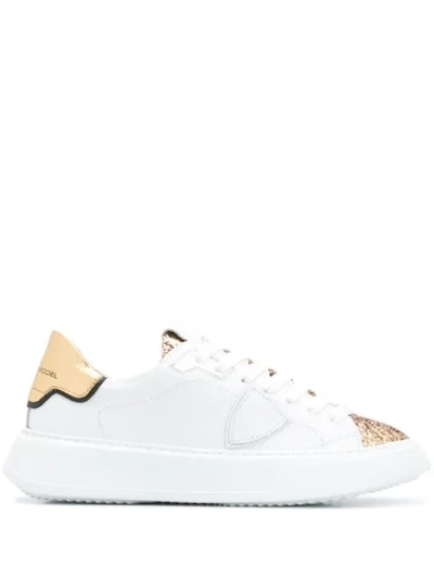 Philippe Model Paris Glittered Low-top Trainers In White