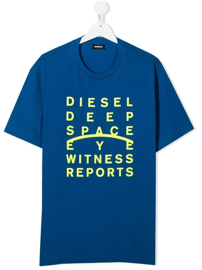Diesel Teen Deep Space Print T-shirt In Blue