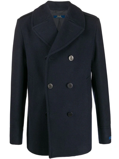 Polo Ralph Lauren Double Breasted Coat In Blue