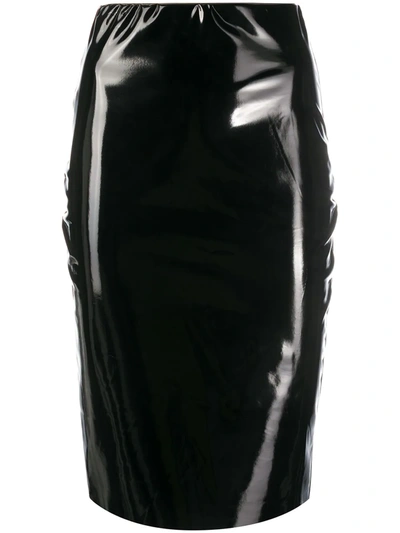 Alchemy X Lia Aram Patent-effect Pencil Skirt In Black