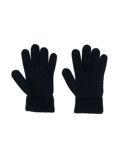 Emporio Armani Teen Logo Patch Gloves In Blue