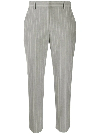 Theory Tailored Cropped Pinstripe Trousers In Grey