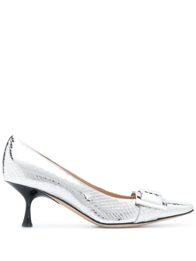 Sergio Rossi Sr Twenty Buckled Pumps In Silver