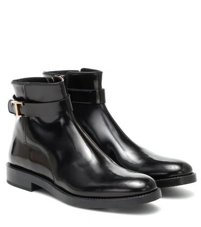 Tod's T Timeless Leather Ankle Boots In Black
