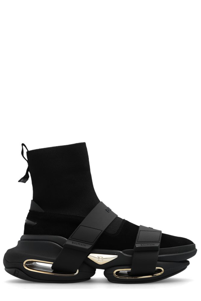 Balmain Black Knit B-bold Strap High Trainers