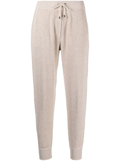Brunello Cucinelli Drawstring Cashmere Track Pants In Beige