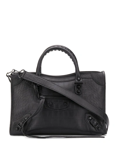 Balenciaga City Small Leather Handbag In Black