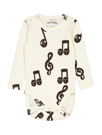 Mini Rodini Babies' Kids Body Notes Aop For For Boys And For Girls In White