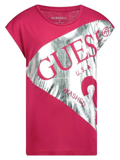 Guess Kids T-shirt For Girls In Pink