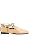 By Far Nick Chain Trim Patent Leather Loafer In Cream