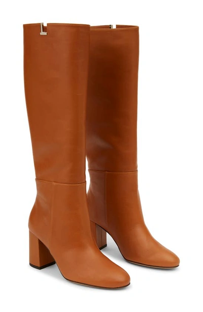 Lafayette 148 Leather Vale Kneehigh Icon Bootcopper In Copper