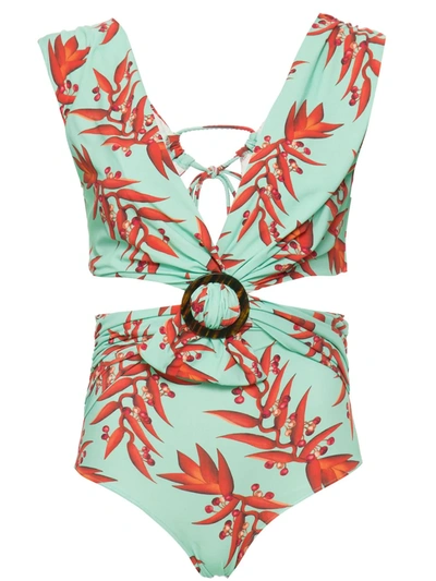 Patbo Floral-print Cut-out Swimsuit In Blue