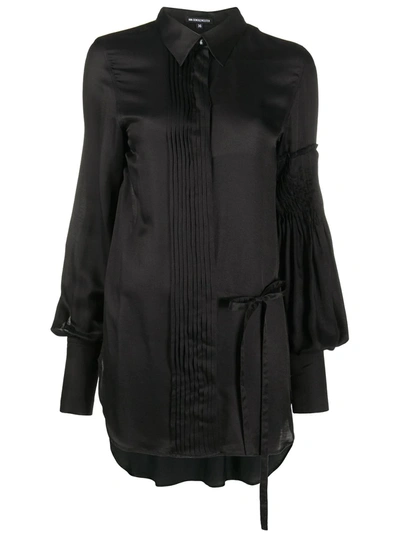 Ann Demeulemeester Pleated Longline Shirt In Black