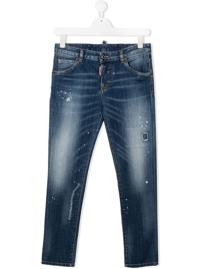 Dsquared2 Teen Cool Girl Stonewashed Jeans In Blue