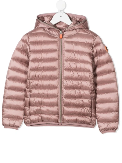 Save The Duck Kids' Padded Zip Jacket In Pink