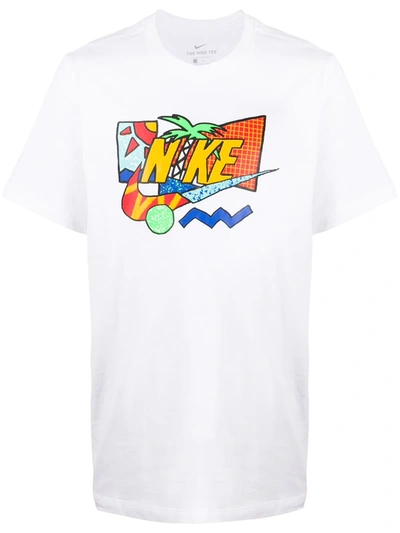Nike Logo Print Cotton T-shirt In White