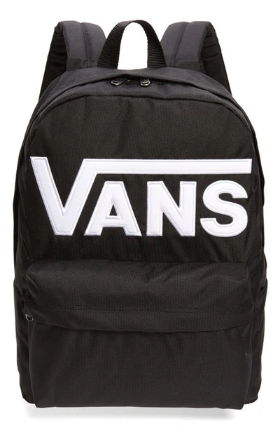 Vans Kids' Old Skool Drop V Canvas Backpack In Black/ White