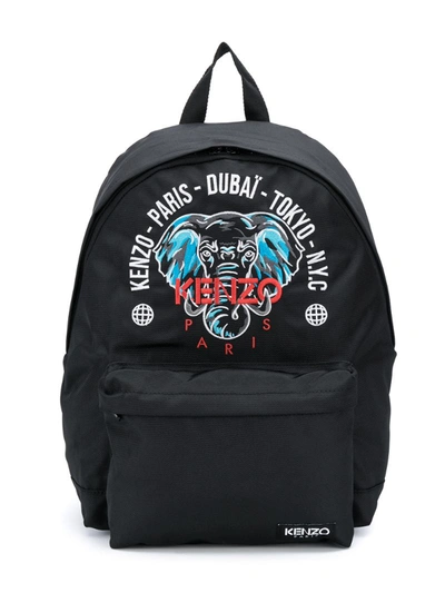 Kenzo Elephant-motif Backpack In Black