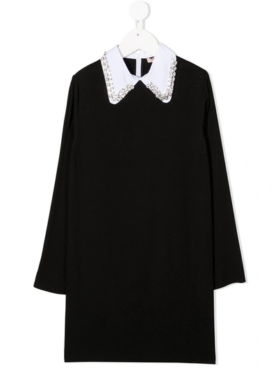 N°21 Kids' Crystal-embellished Cotton Blouse In Black