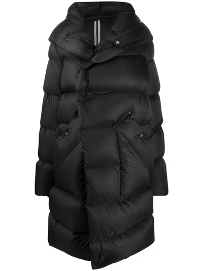 Rick Owens Mountain Hooded Down Puffer Coat In Black