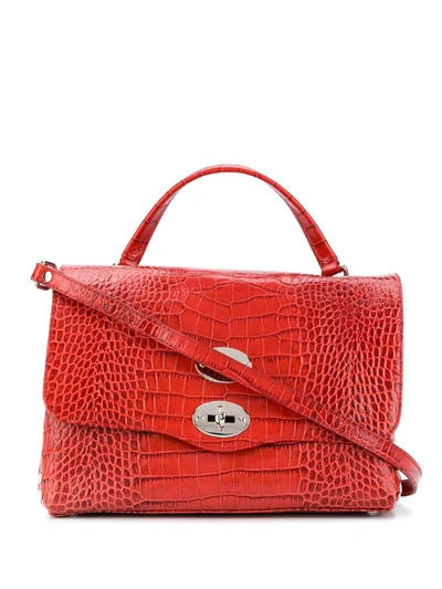 Zanellato Croc-embossed Leather Bag In Red