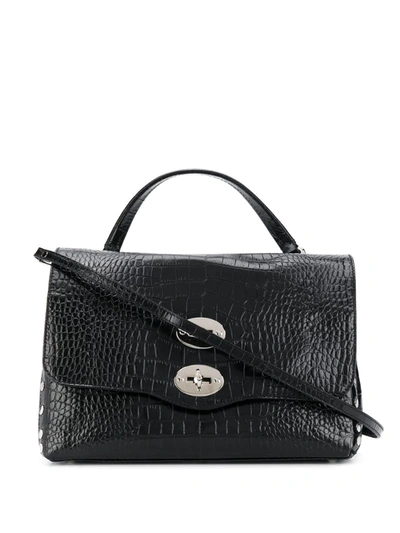 Zanellato Croc-embossed Leather Bag In Black