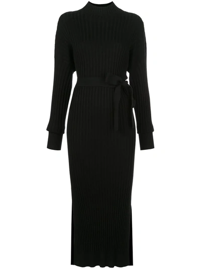 Proenza Schouler Ribbed High-neck Fitted Dress In Black