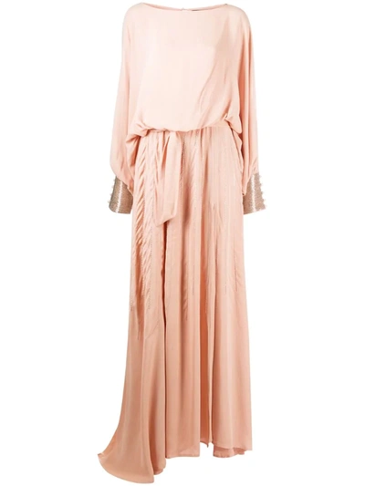 Christian Pellizzari Bead-embellished Long Dress In Pink