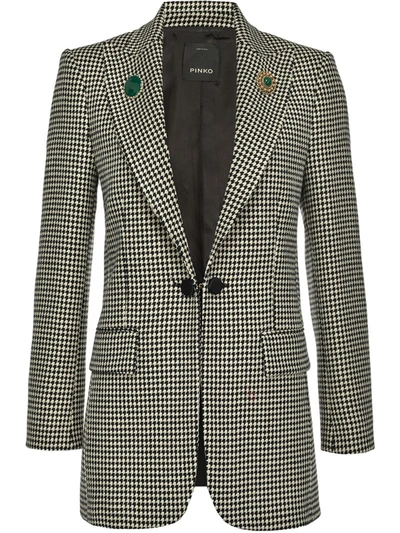 Pinko Houndstooth Double-breasted Blazer In Black