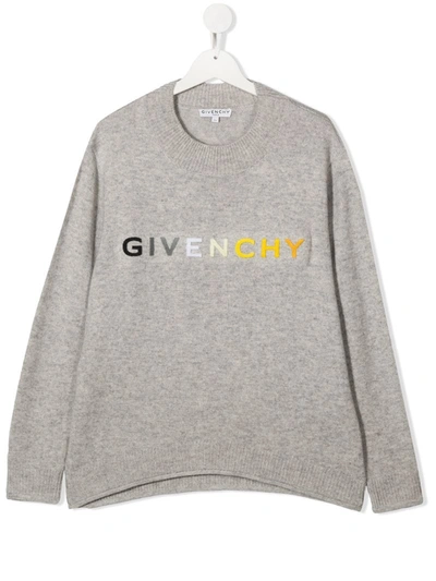 Givenchy Teen Gradient Logo Jumper In Grey
