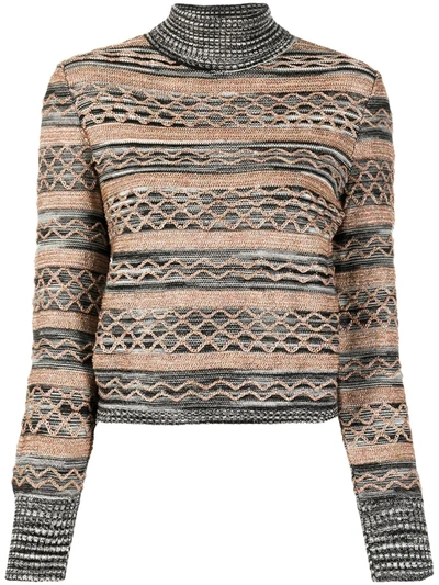 Missoni Two-tone Roll-neck Jumper In Black