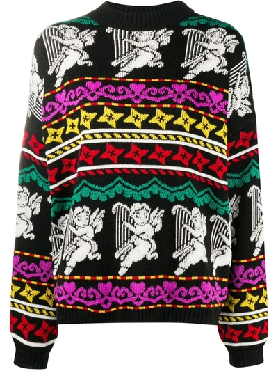 Msgm Intarsia Wool Jumper In Multicolor