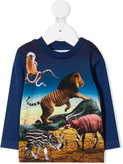 Molo Babies' Abstract Animal Print Top In Blue