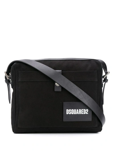 Dsquared2 Logo Patch Messenger Bag In Black