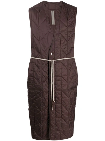 Rick Owens Quilted Sleeveless Coat In Red
