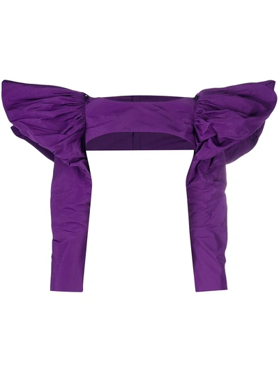 Givenchy Ultra-crop Ruffle Top In Purple