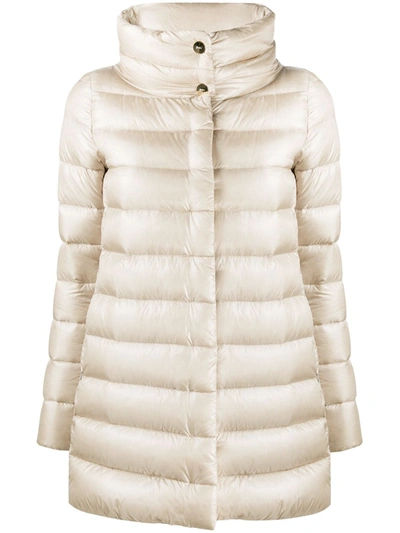 Herno Straight-fit Padded Coat In Neutrals
