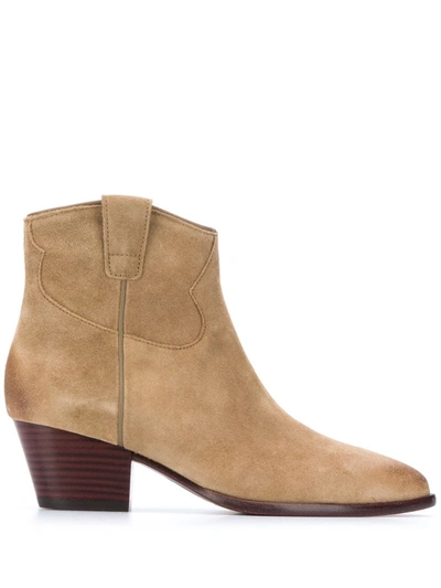 Ash Houston 01 Texan Ankle Boots In Taupe Suede In Beige