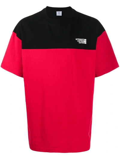 Vetements Colour-block Cotton T-shirt In Red