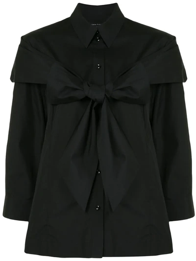 Simone Rocha Oversized Bow Poplin Shirt In Black