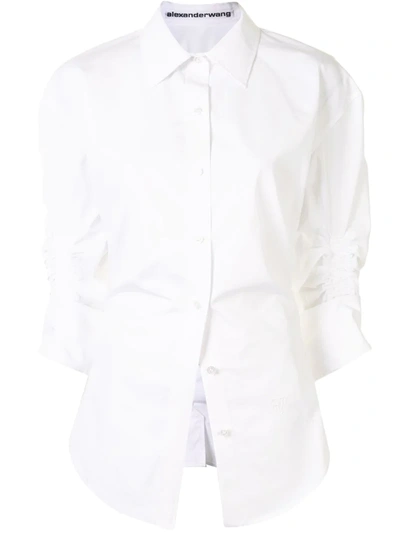 Alexander Wang Gathered-embellished Poplin Shirt In White
