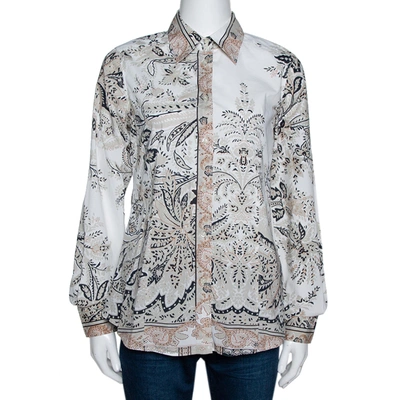 Pre-owned Etro Beige Paisley Print Stretch Cotton Long Sleeve Shirt M