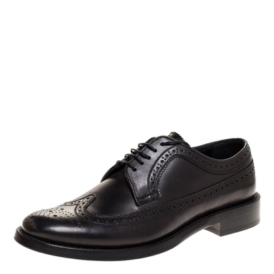 Pre-owned Burberry Black Brogue Leather Aleighton Lace Up Derby Size 40.5