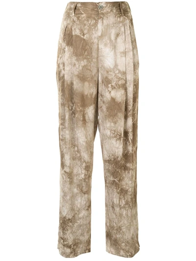 Raquel Allegra Textured-finish Trousers In Brown