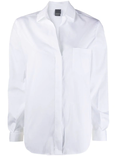 Lorena Antoniazzi Open Collar Curved Hem Shirt In White