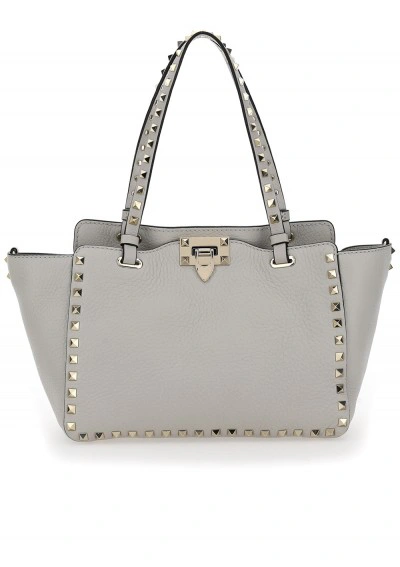 Valentino Garavani Small Tote Bag In Opal Grey