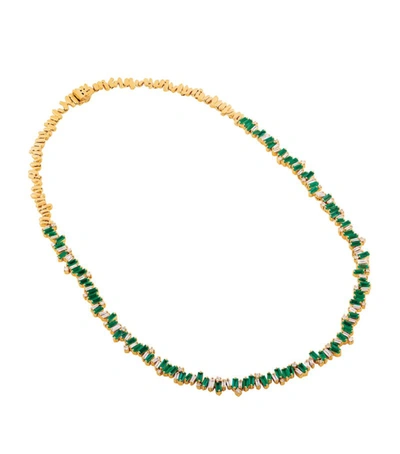Suzanne Kalan Yellow Gold, Diamond And Emerald Fireworks Necklace