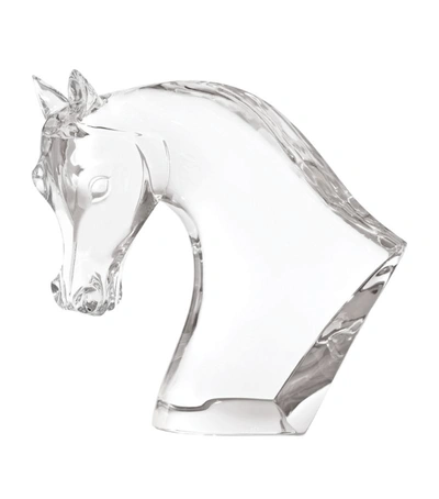 Lalique Crystal Horse Head Sculpture In White
